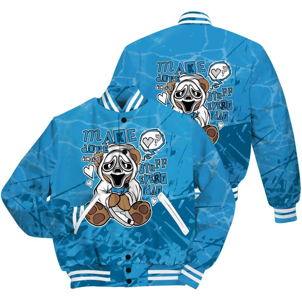 Varsity Jacket To Match Powder Blue 9s Shirt - Make Dopes Bear Profound All Over Print