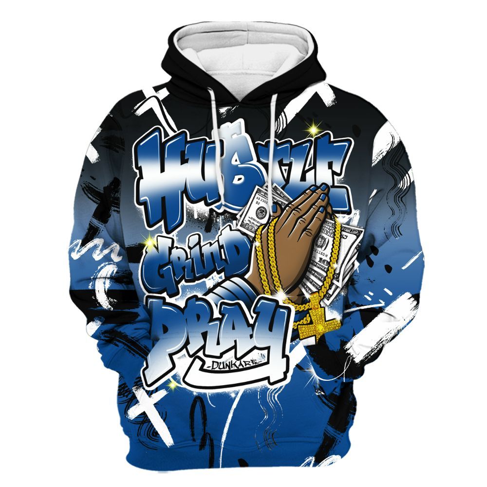 Hoodie To Match Low 85 Royal 1s - Money Hustle Grind Pray All Over Print