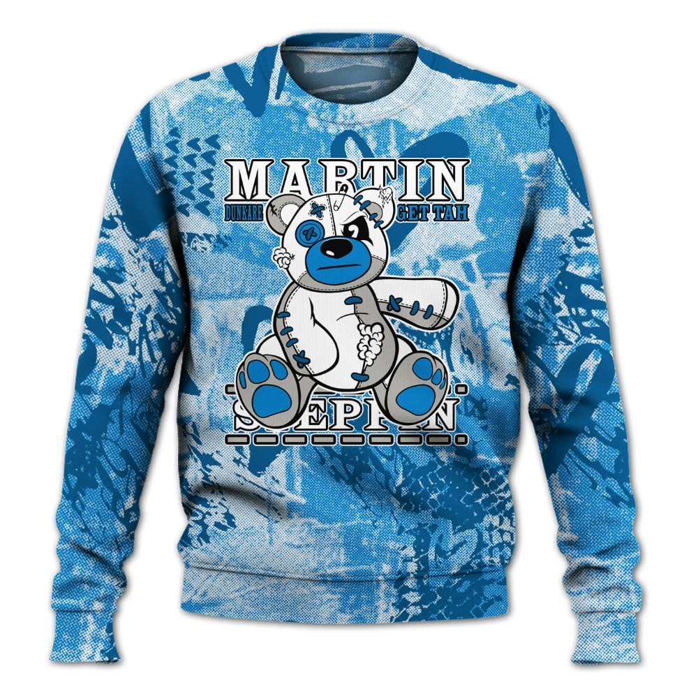 Sweatshirt To Match Industrial Blue 4s - Tah Steppin Bear Heart Grunge All Over Print