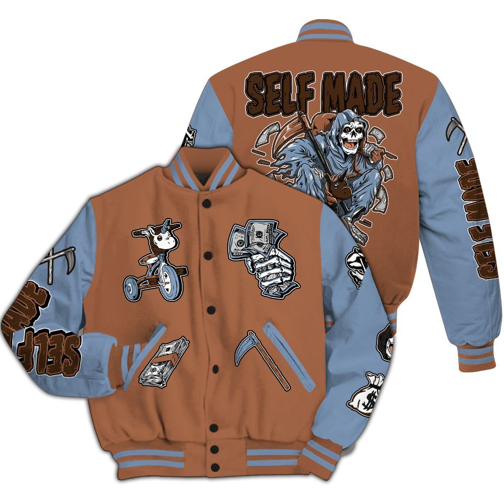 Varsity Jacket To Match Air Foamposite Metallic Copper - Self Make Skeleton All Over Print