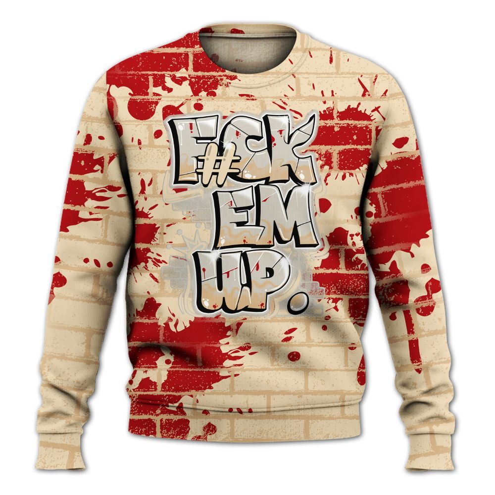 Sweatshirt To Match Dunk Low Strawberry Waffle - F#ck Em Graphic Brick Art All Over Print