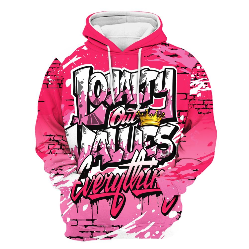 Hoodie To Match Air VaporMax Plus Triple Pink - Values Of Loyalty Drip All Over Print