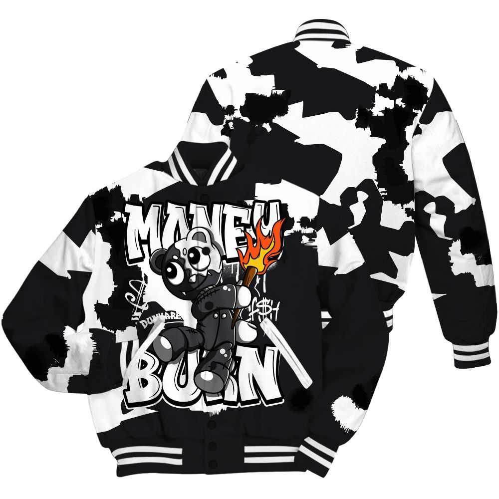 Varsity Jacket To Match White Thunder 4s - Money Burn Retro All Over Print