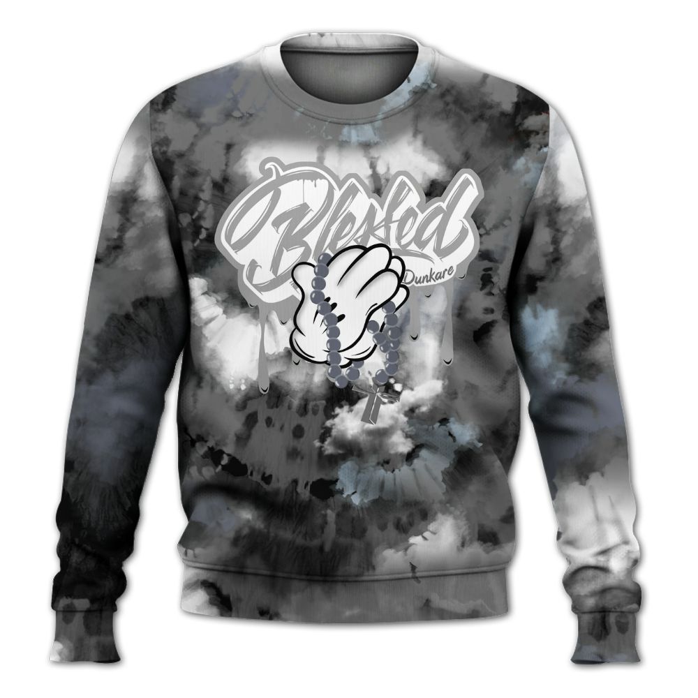 Sweatshirt To Match Cool Grey 6s - God Blessed Tie Dye All Over Print