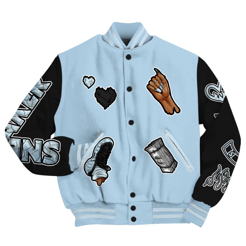 Varsity Jacket To Match Foamposite One Psychic Blue - Sneakerz Girlz All Over Print