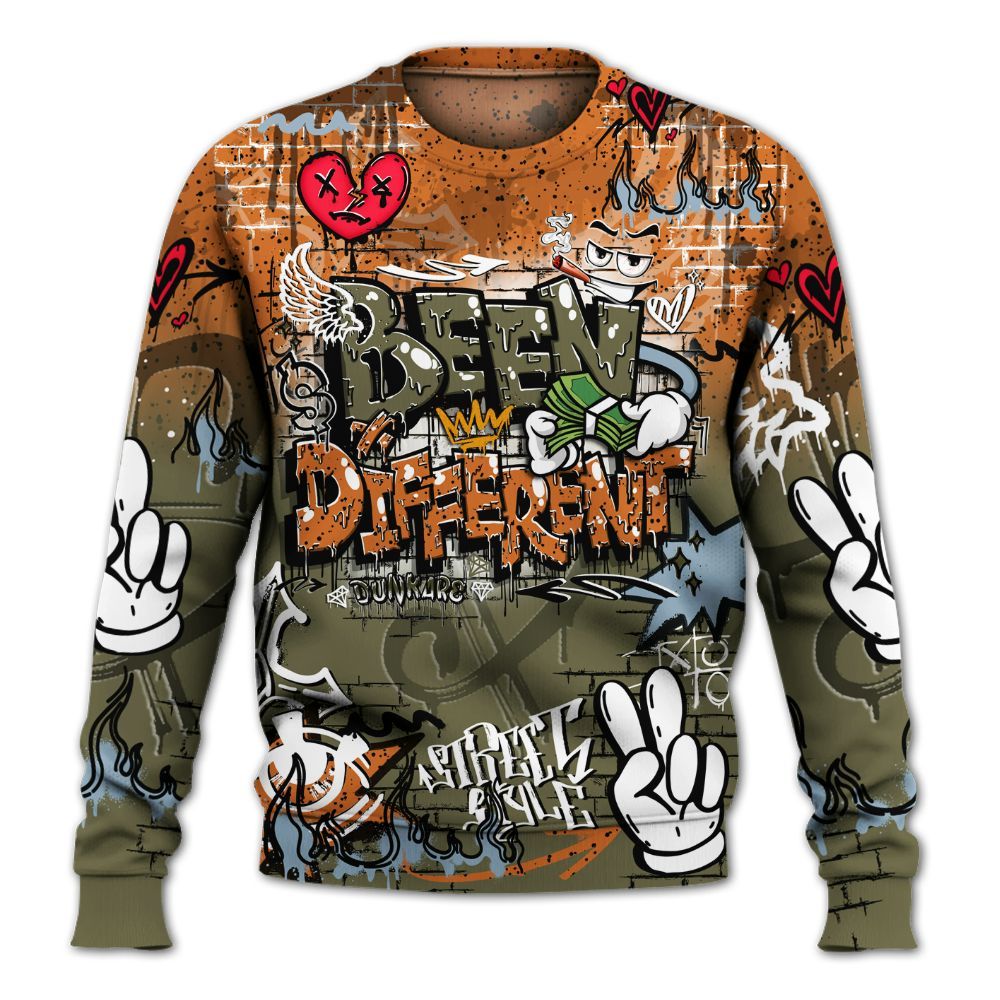 Sweatshirt To Match Olive 5s - Been Dif2erent Drip Graffiti All Over Print