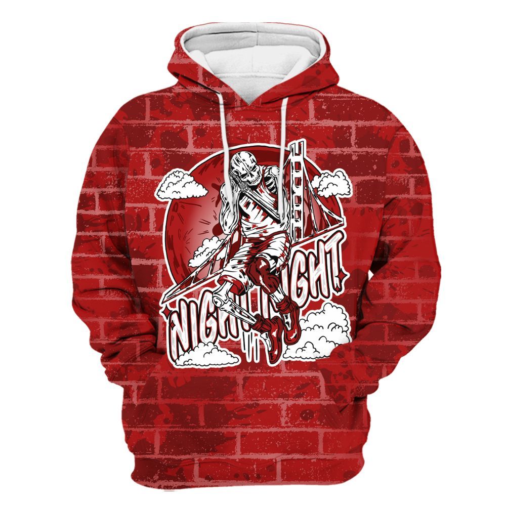 Hoodie To Match Red Taxi 12s - Seeya Skeleton Brick All Over Print