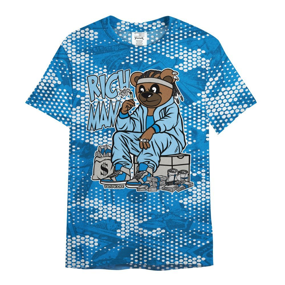 Shirt To Match Industrial Blue 4s - Rich Man Bear Banknotes Art All Over Print