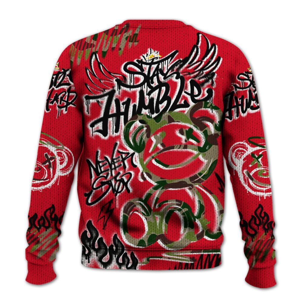 Knitted Sweater To Match Air Max 90 Duck Camo Red - Humble Drip Streetwear Graffity