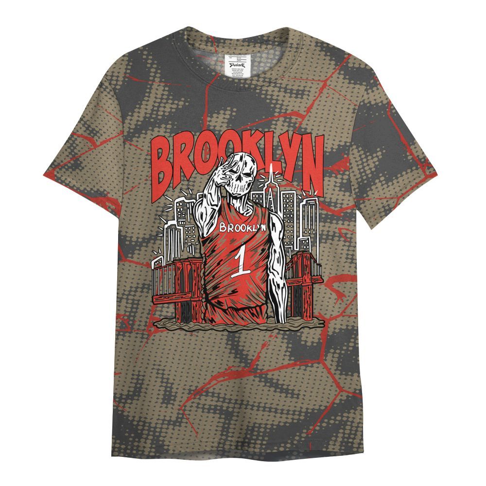 Shirt To Match Olive 9s - Brooklyn's Skeleton Crack All Over Print