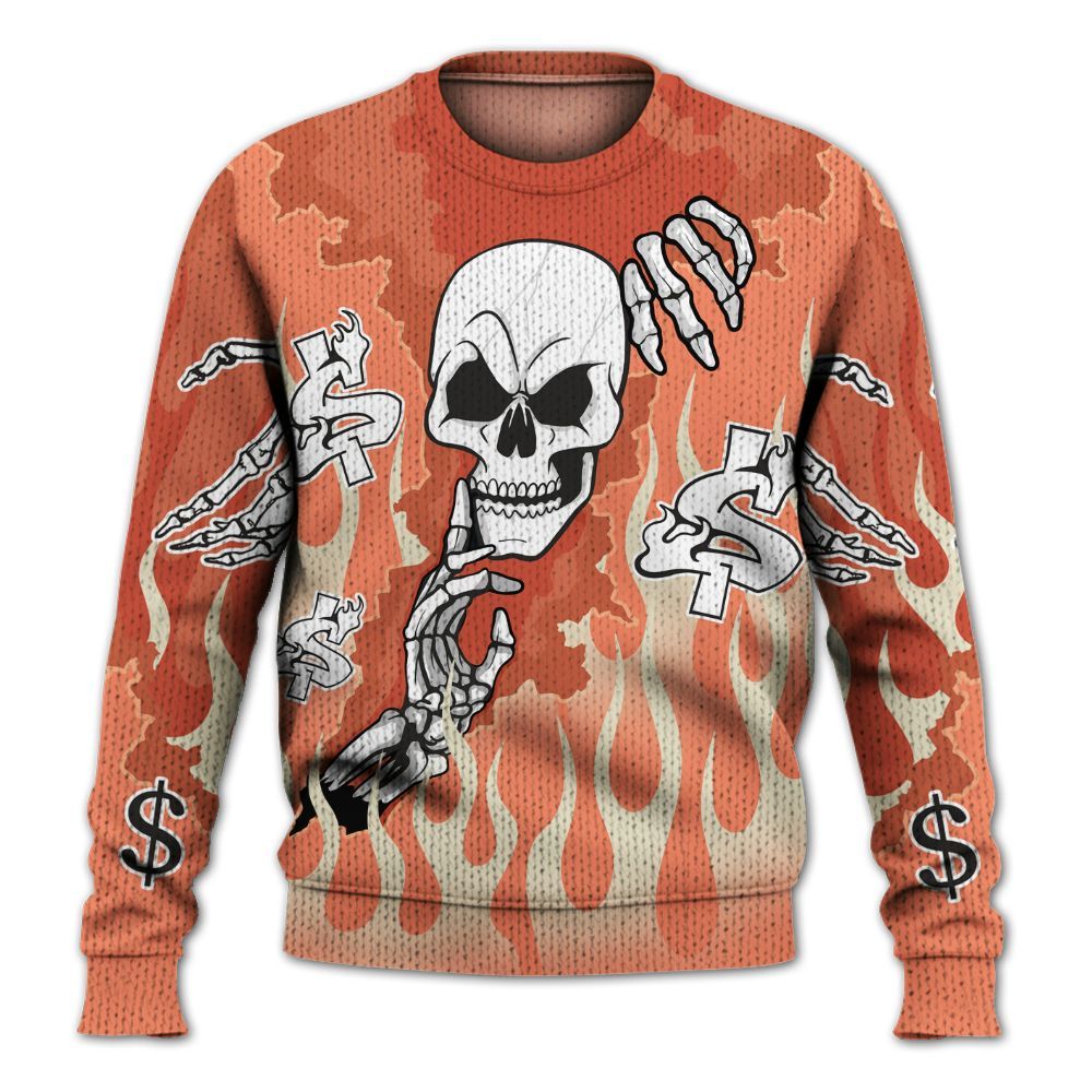 Knitted Sweater To Match DJ Khaled Crimson Bliss 5s - Ones Move In Silence Graphic Trapped