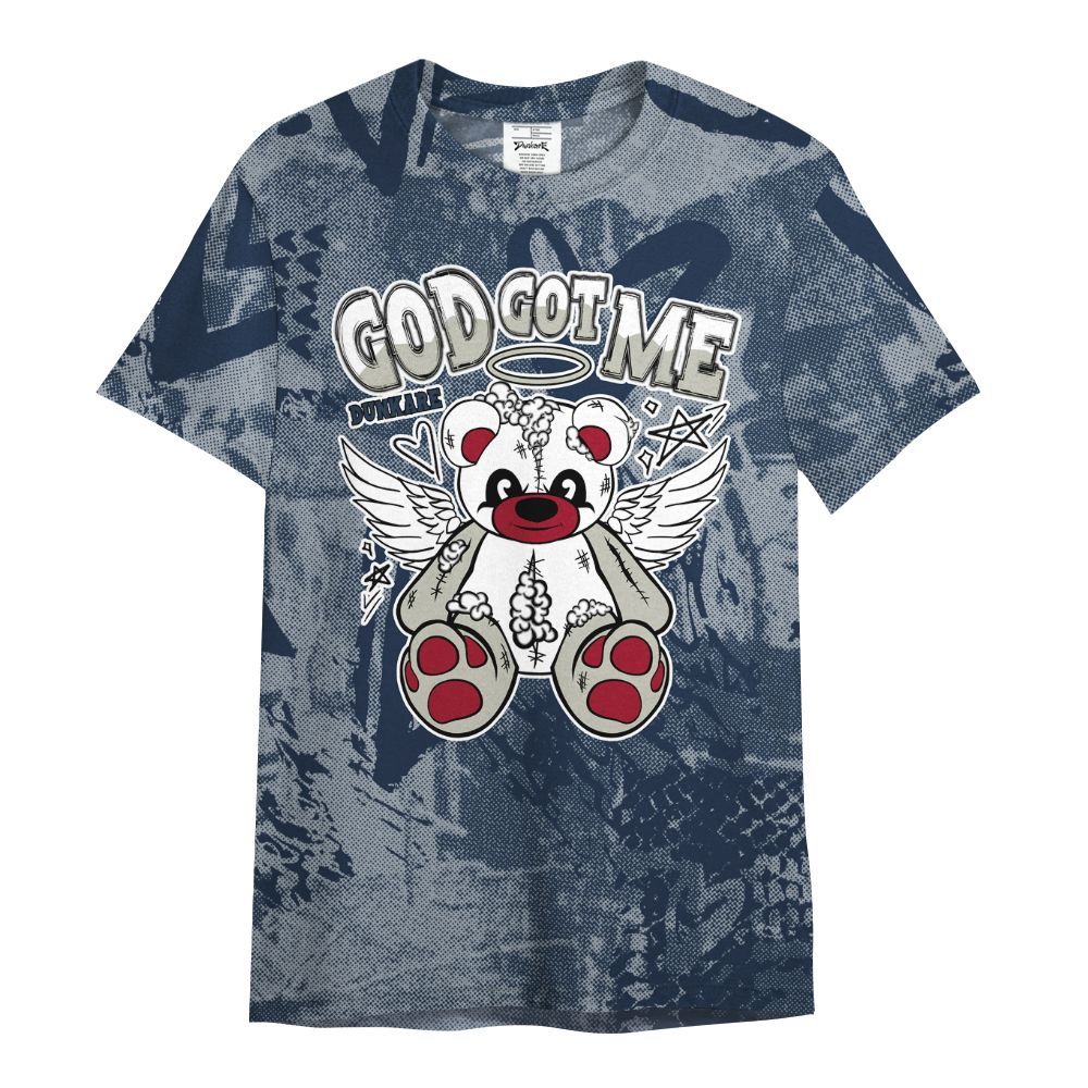 Shirt To Match White Midnight Navy 6s - Gods Guides Me Bear Heart Grunge All Over Print