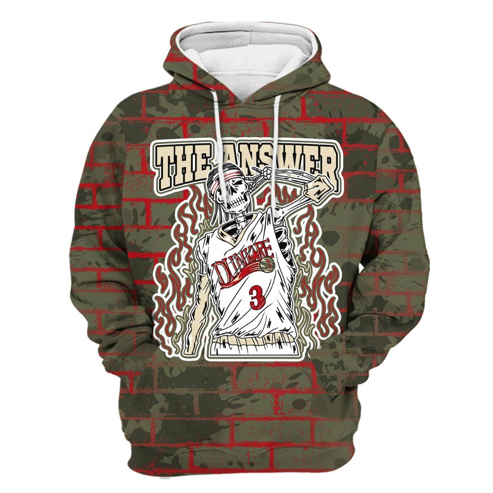 Hoodie To Match Travis Scott Low OG Medium Olive 1s - Allen Answer Skeleton Brick All Over Print