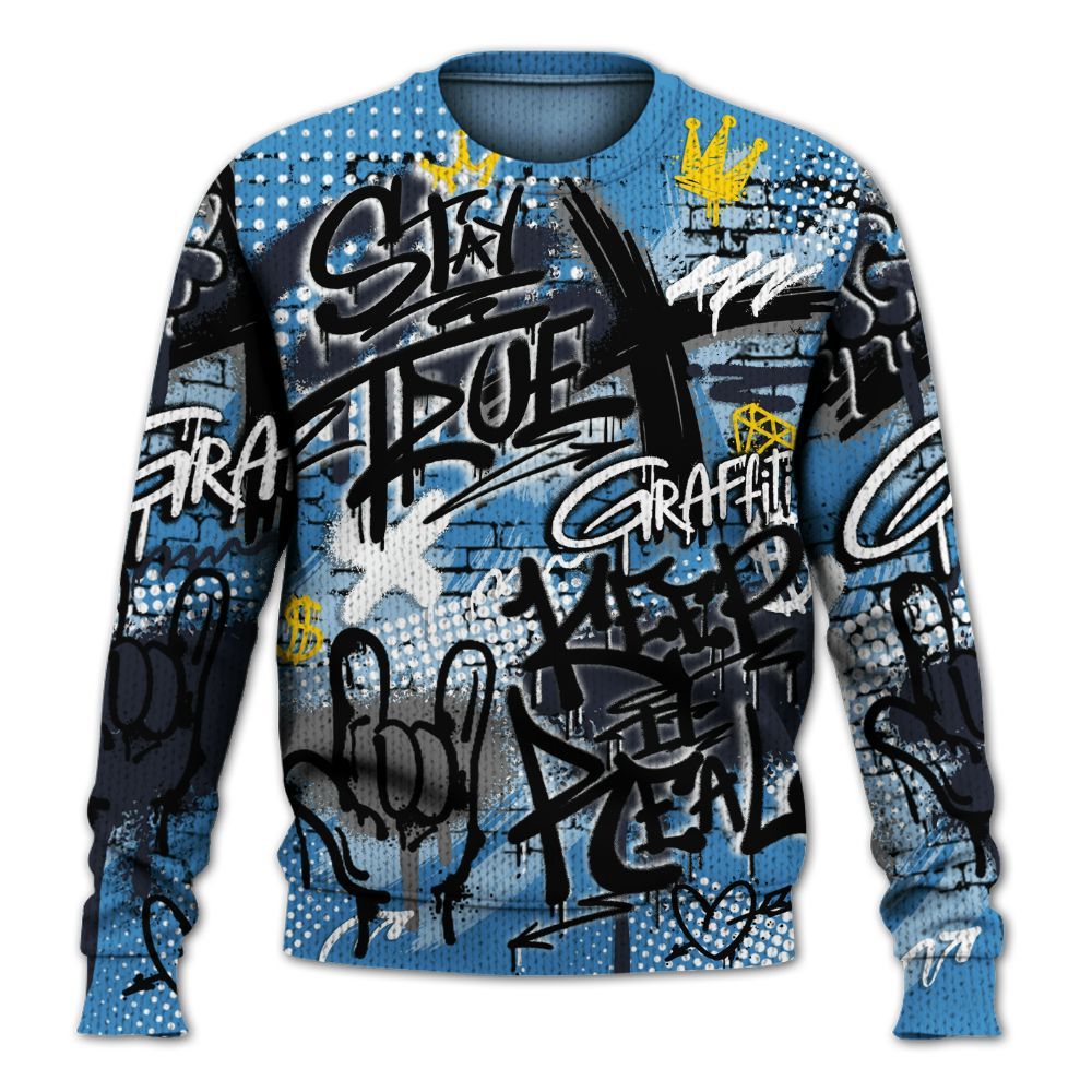 Knitted Sweater To Match Low OG Obsidian 1s - True It Real Graffiti Streetwear