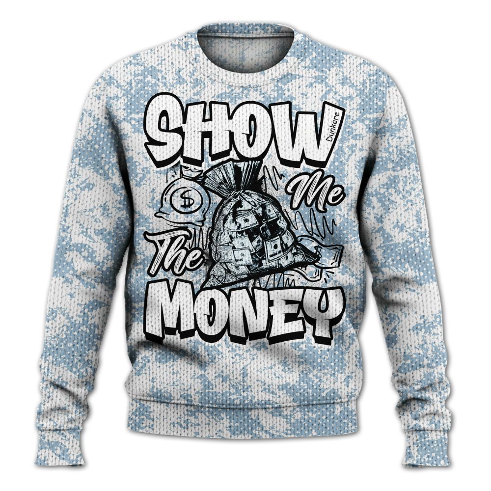 Knitted Sweater To Match Mid Ice Blue 1s - Show Me The Money Retro