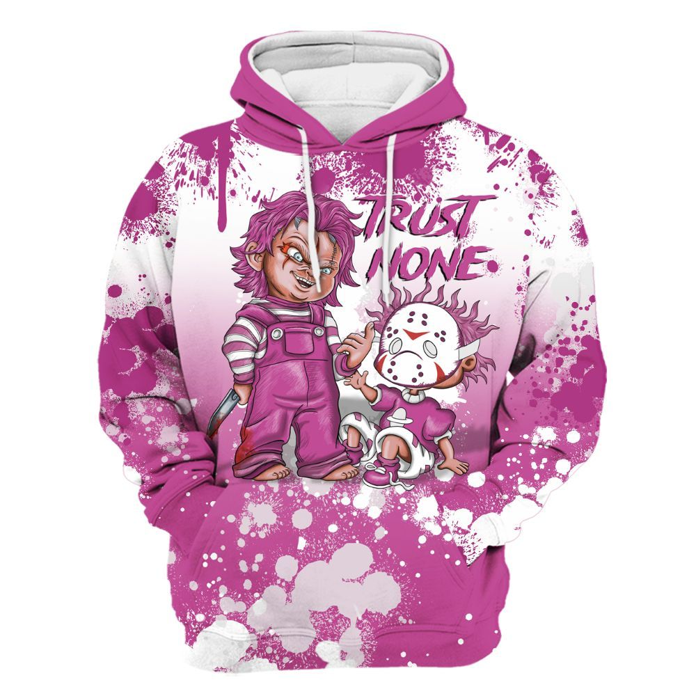Hoodie To Match Dunk Low Active Fuchsia - Trust No One Scary All Over Print