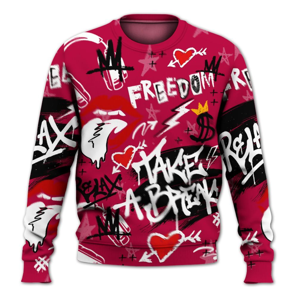 Sweatshirt To Match Retro Chicago 2s - Take Break Freedom Graffiti Streetwear All Over Print