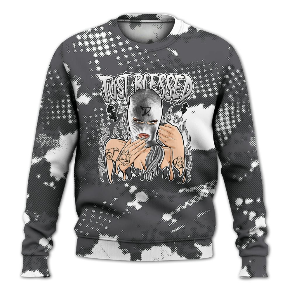 Sweatshirt To Match White Thunder 4s - Blessed!! Smoke Dot All Over Print