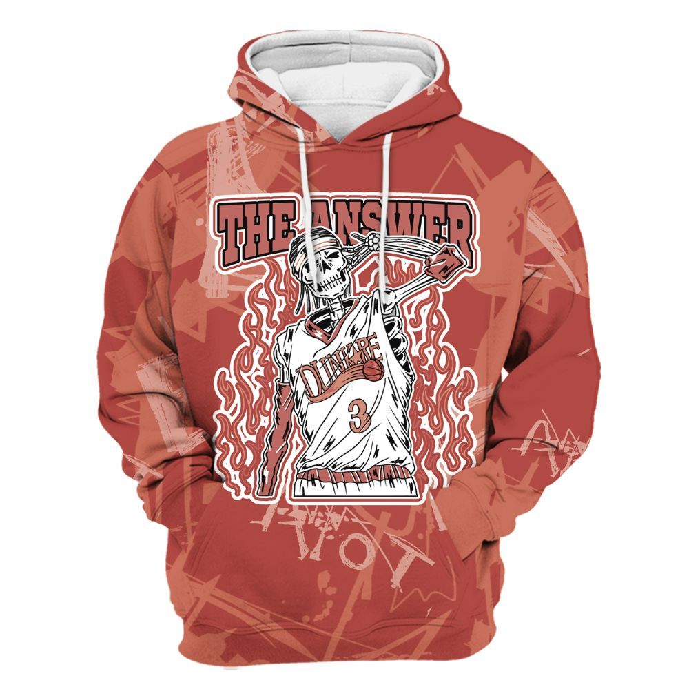 Hoodie To Match Dune Red 13s - Allen Answer Skeleton Messyz All Over Print