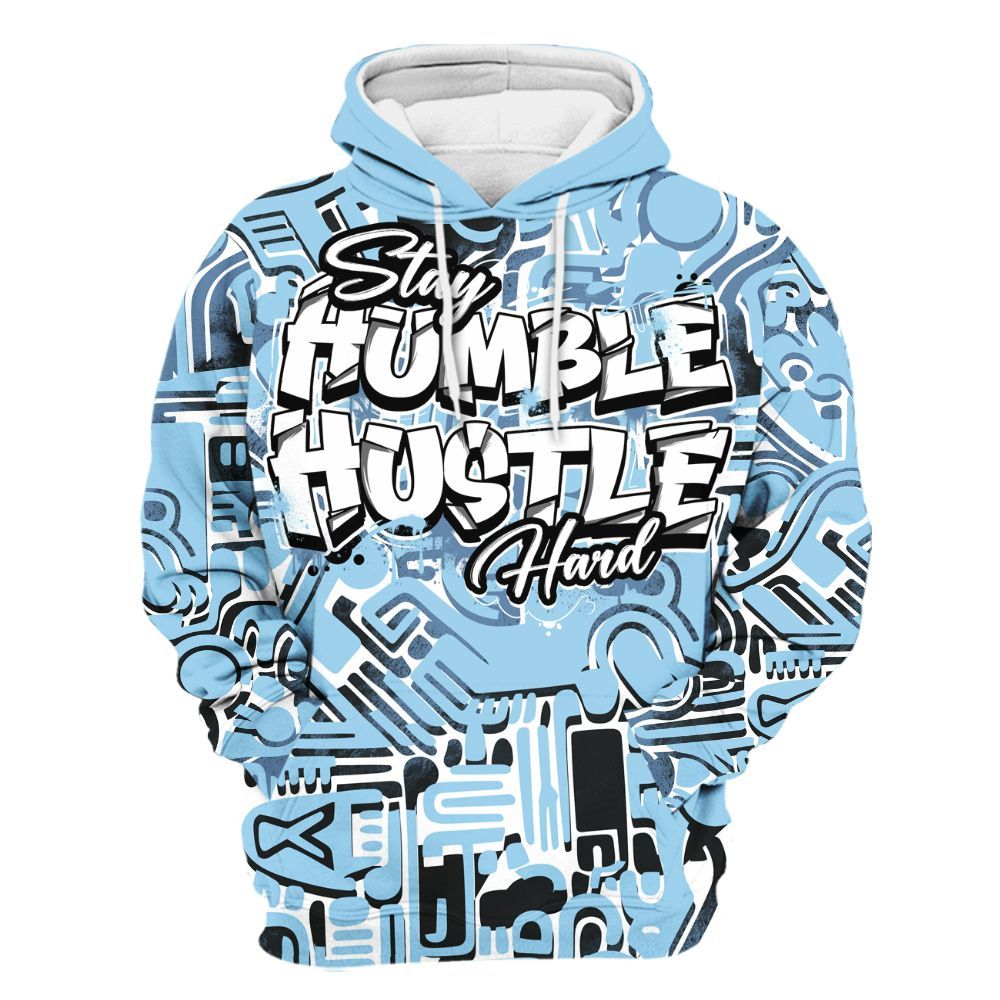 Hoodie To Match Legend Blue 11s - Humble Hustle Doodle Retro All Over Print