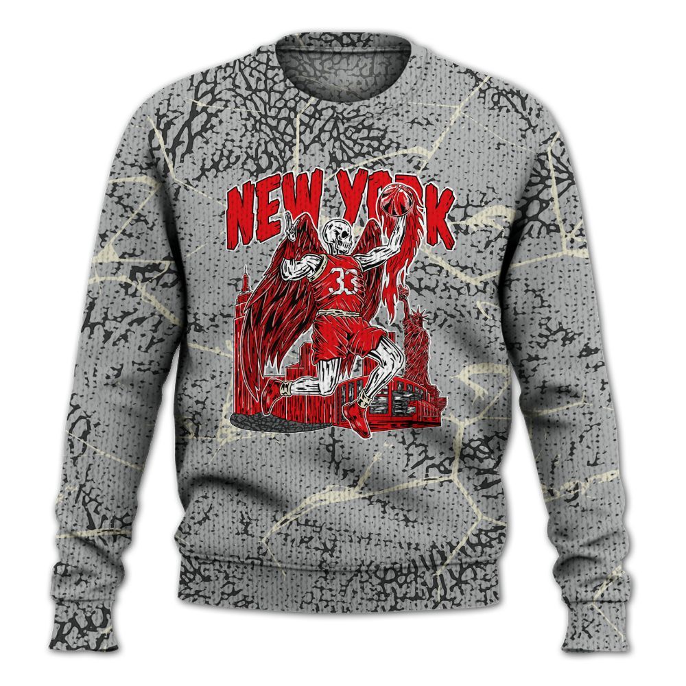 Knitted Sweater To Match Cement Grey 3s - Ewing Era Skeleton Crack