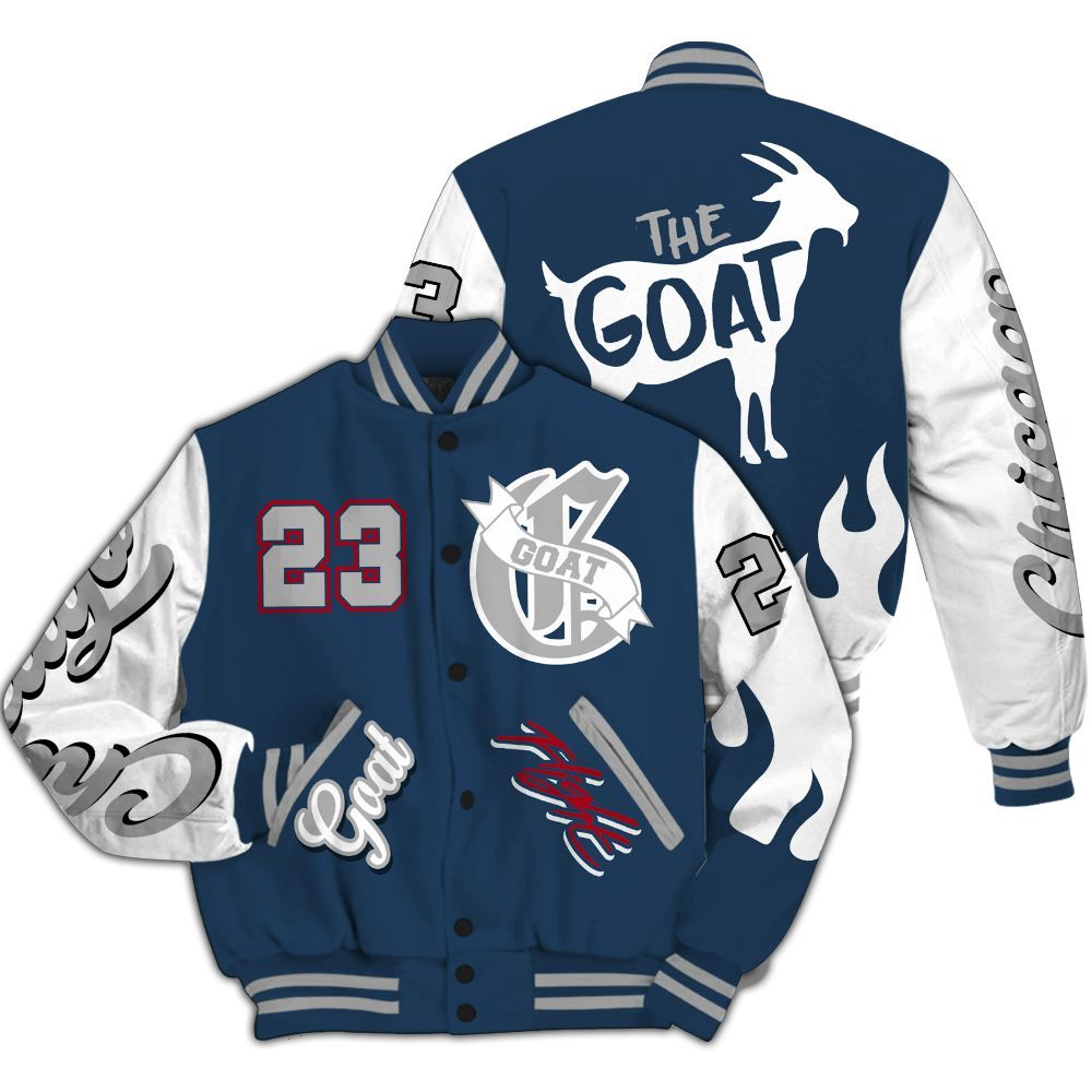 Varsity Jacket To Match Retro French Blue 2025 12s - The G.O.A.T Streetwear All Over Print