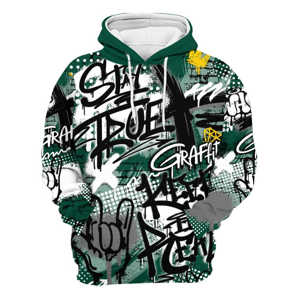 Hoodie To Match Oxidized Green 4s - True It Real Graffiti Streetwear All Over Print
