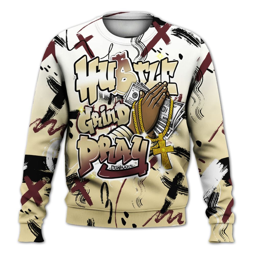 Sweatshirt To Match Women Phantom 12s - Money Hustle Grind Pray All Over Print