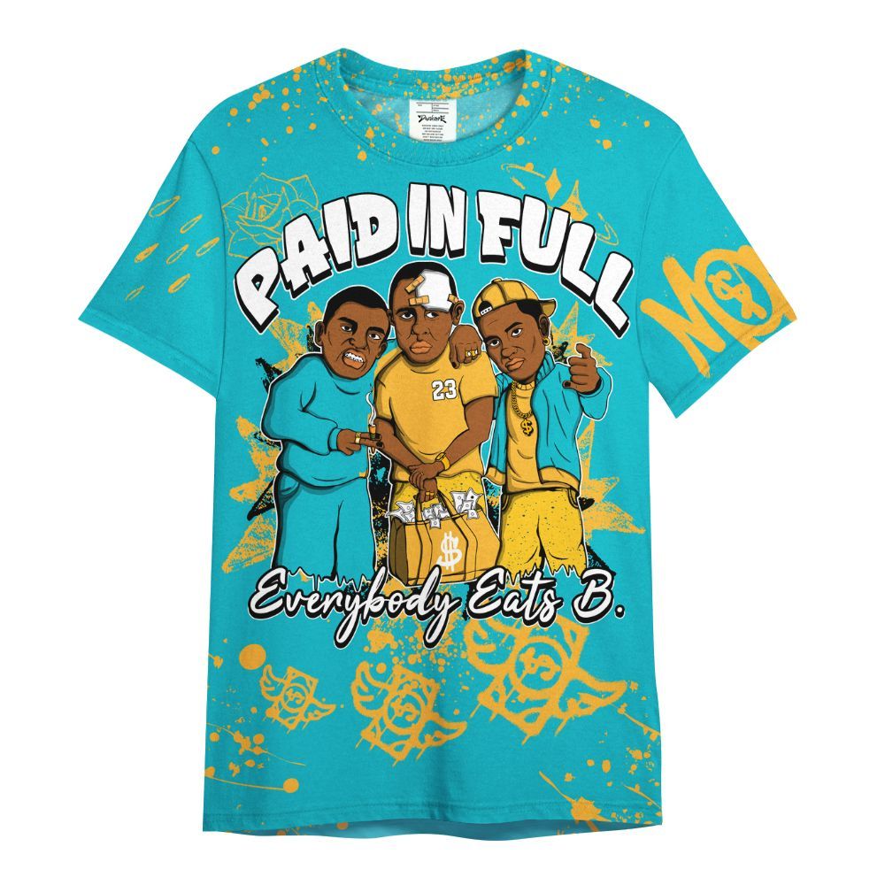 Shirt To Match Retro Aqua 5s - Everybody Paid In Full Crayon All Over Print