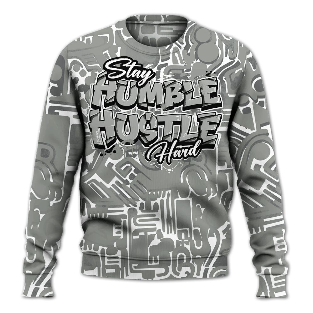 Sweatshirt To Match Paris Cement Grey 4s - Humble Hustle Retro All Over Print