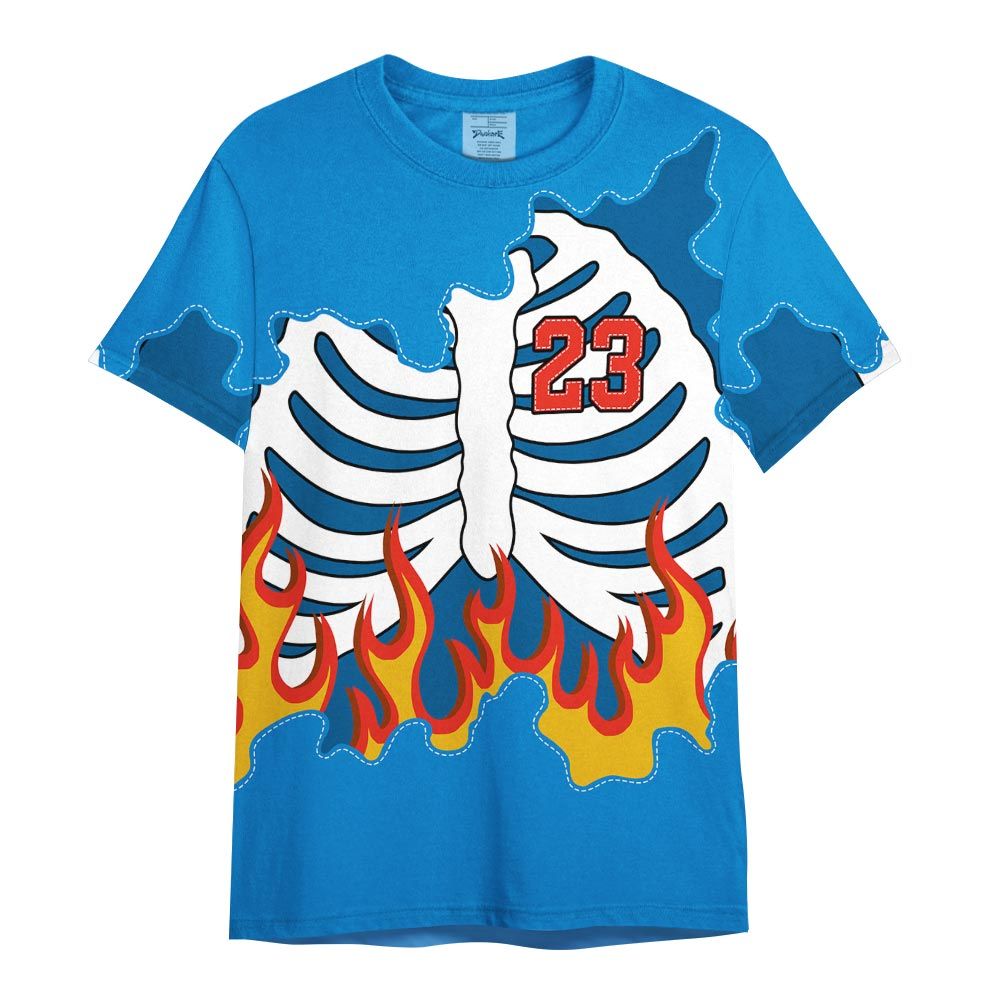 Shirt To Match Industrial Blue 4s - Number 23 Skeleton Flame Shirt Military Blue 4s Outfit