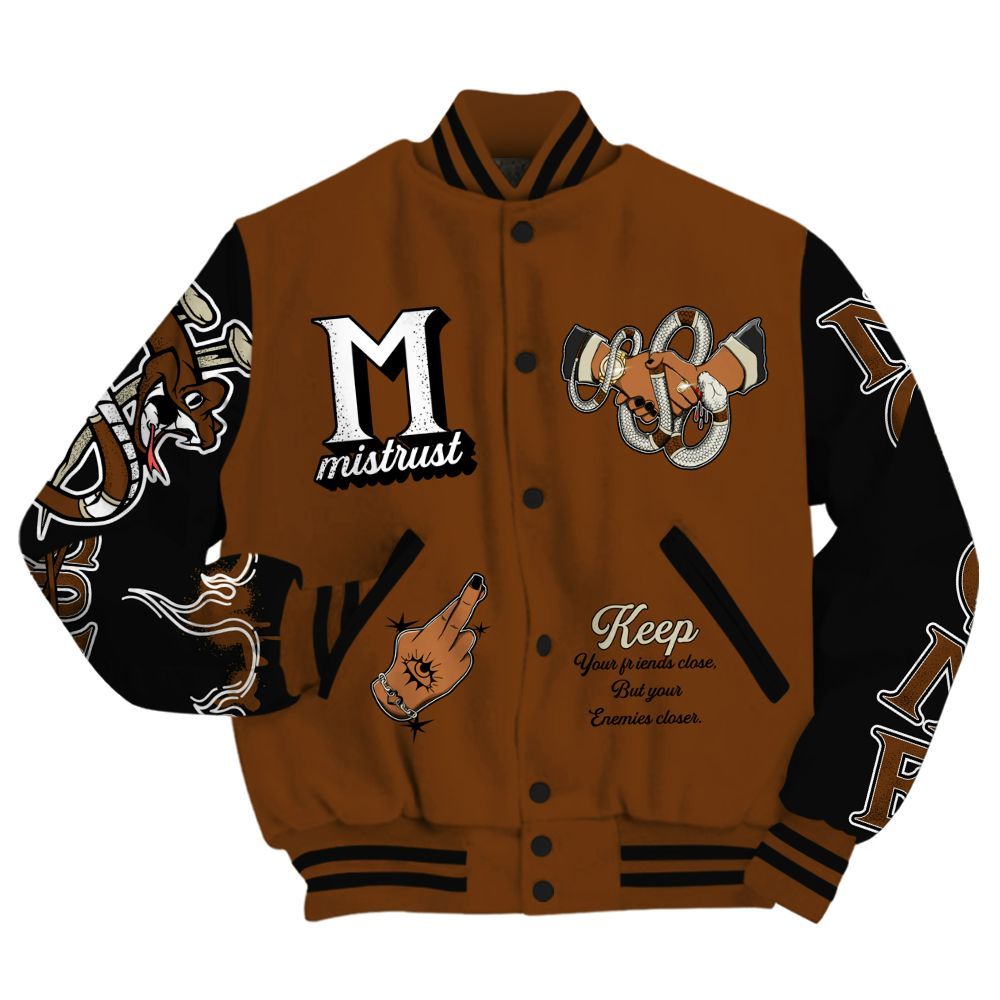 Varsity Jacket To Match Archaeo Brown 5s - Trust No One Snake-Bite Street Style All Over Print