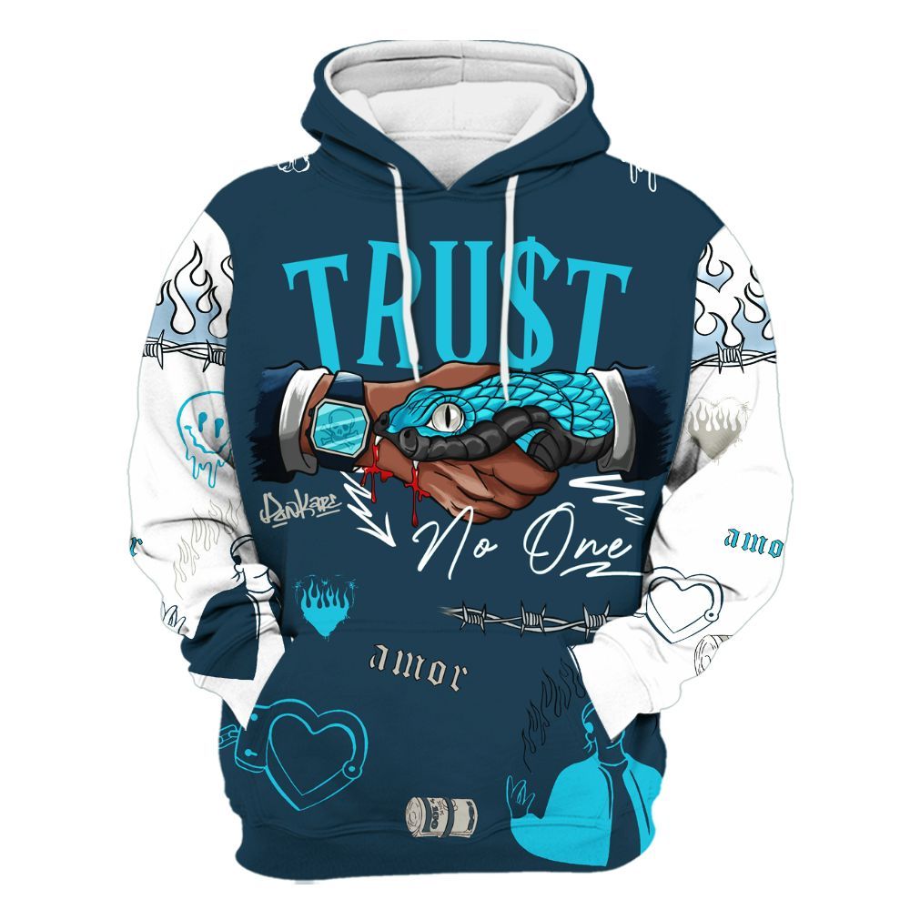 Hoodie To Match Air Navy Baltic Blue - Snake Trust No One All Over Print