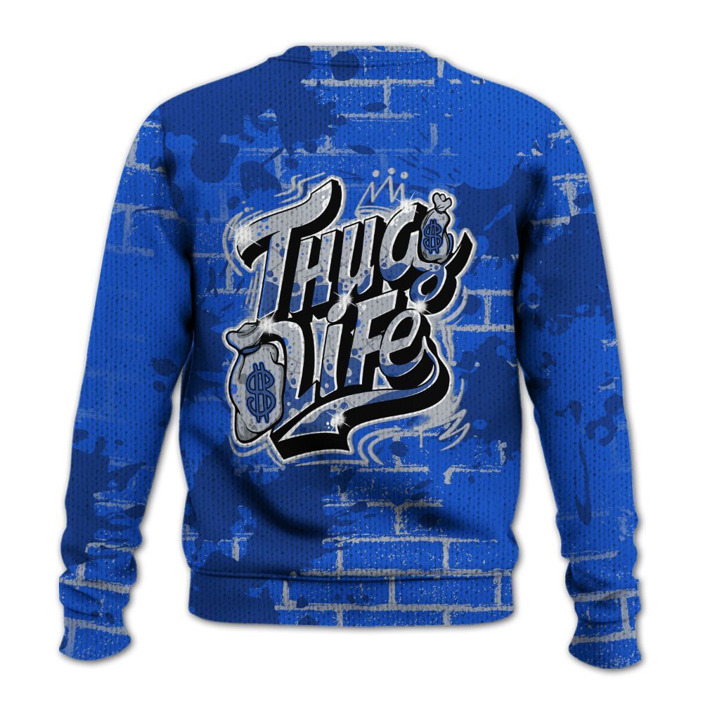 Knitted Sweater To Match Air Foamposite One Royal - Free Thug Living Graphic Brick Art
