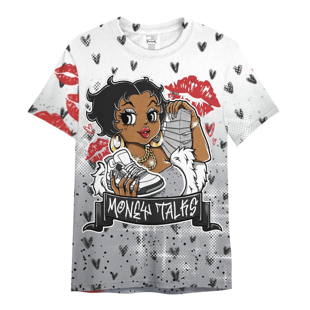 Shirt To Match White Cement 4s - Moneys Talks Girl All Over Print
