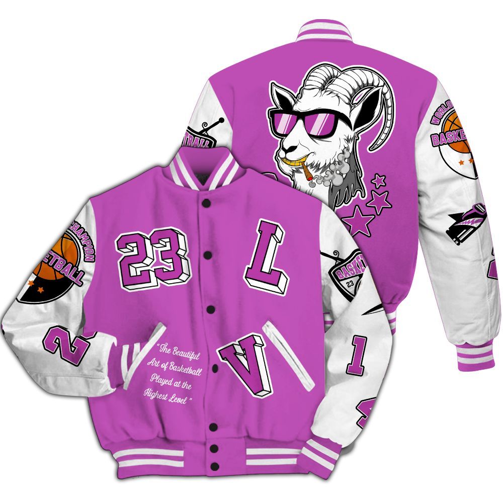 Varsity Jacket To Match Hyper Violet 4s - The GOAT Got Em Streetwear All Over Print