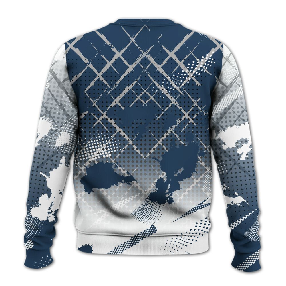 Sweatshirt To Match Retro French Blue 2025 12s - Halftone Stand Business Dripping All Over Print