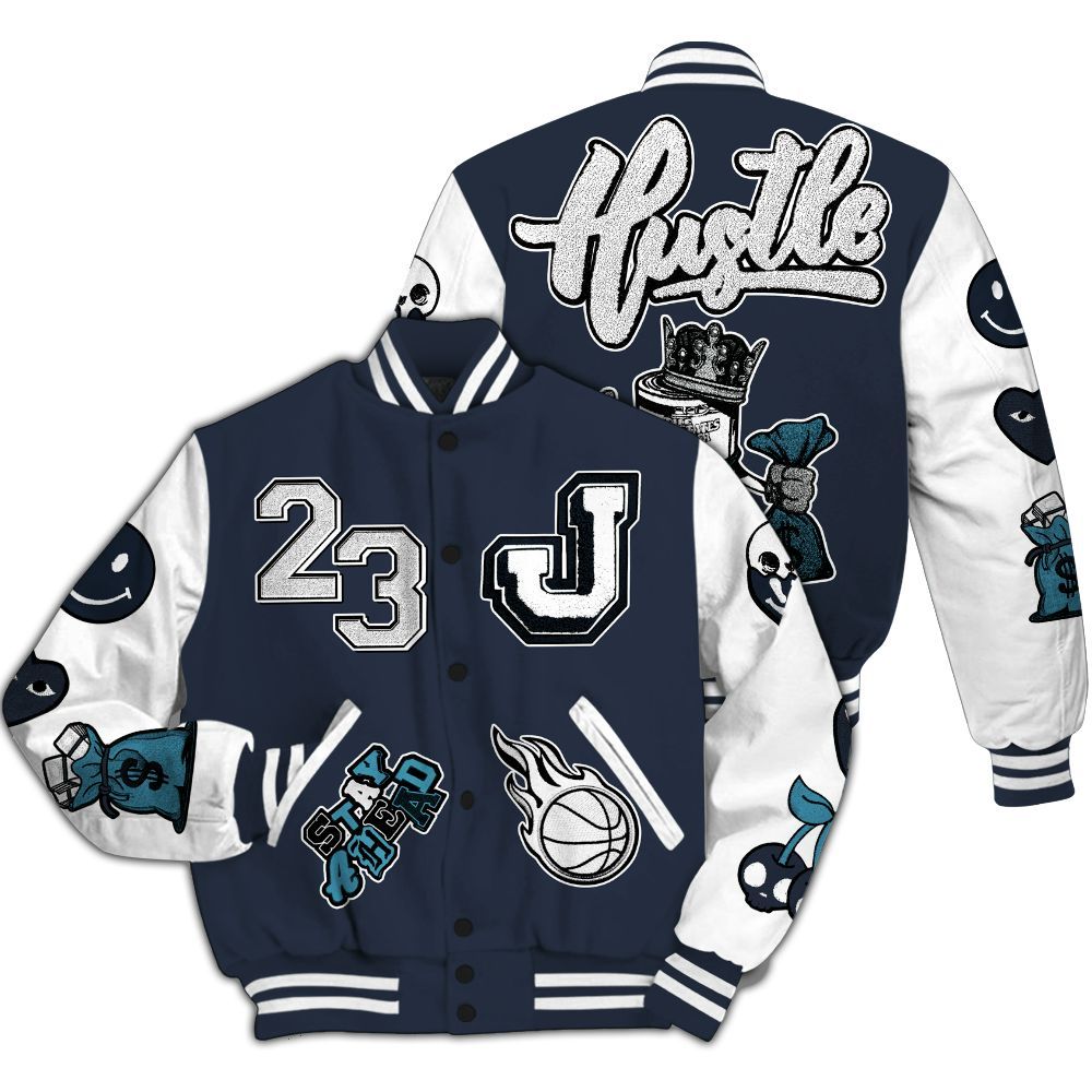 Varsity Jacket To Match Retro Obsidian 13s - Hustles Money Number 23 All Over Print