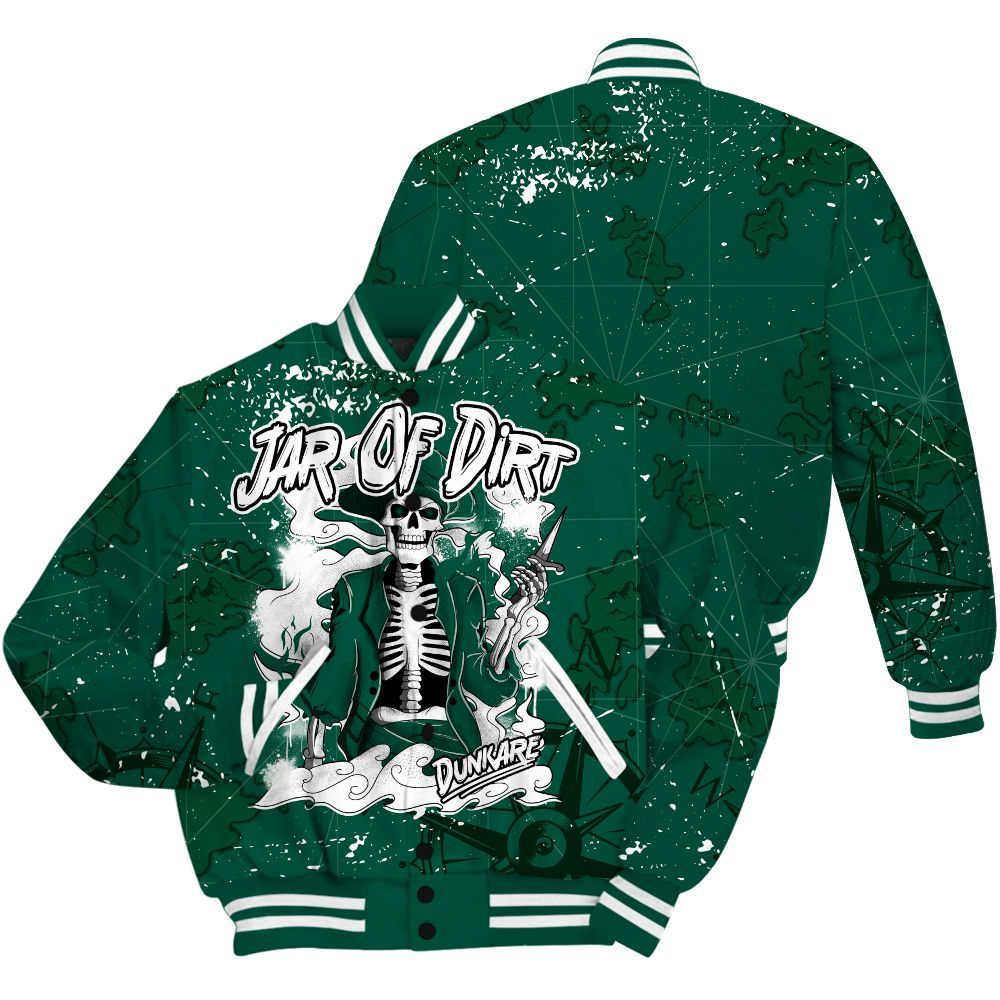 Varsity Jacket To Match Oxidized Green 4s - Skeleton Jar Of Dirt Retro All Over Print
