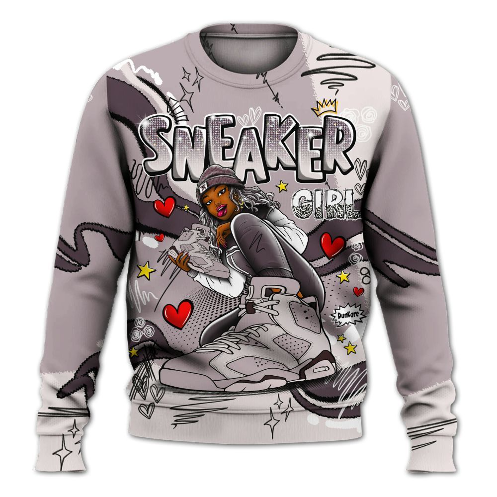 Sweatshirt To Match AMM Air Smokey Mauve 6s - Sneaker Girl With Shoes All Over Print