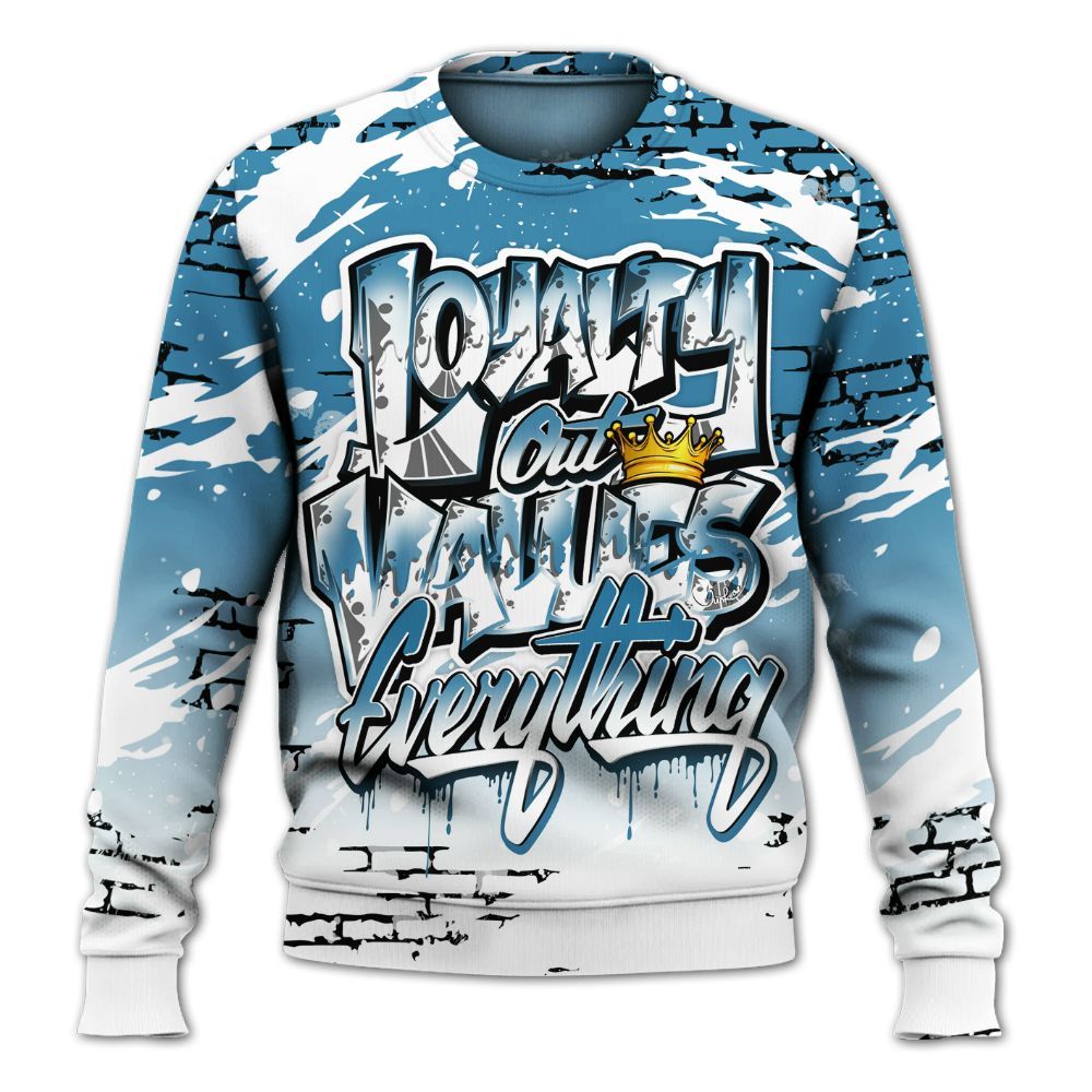 Sweatshirt To Match High OG UNC Reimagined 1s - Values Of Loyalty Drip All Over Print