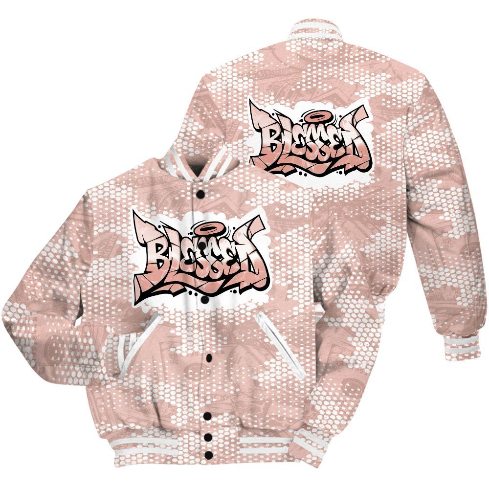 Varsity Jacket To Match Low Legend Pink 11s Shirt - Blessing Graphic Banknotes All Over Print