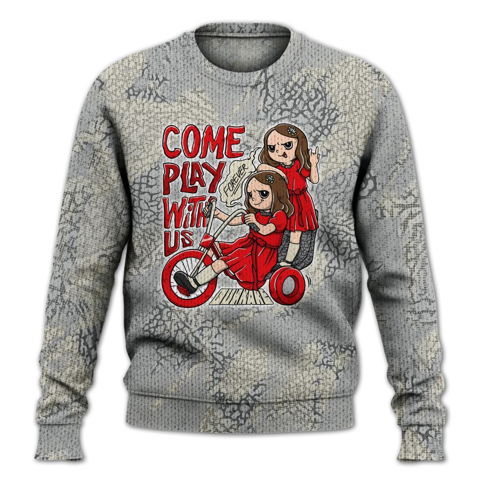 Knitted Sweater To Match Cement Grey 3s - Come Hangout Halloween Abstract Halftone