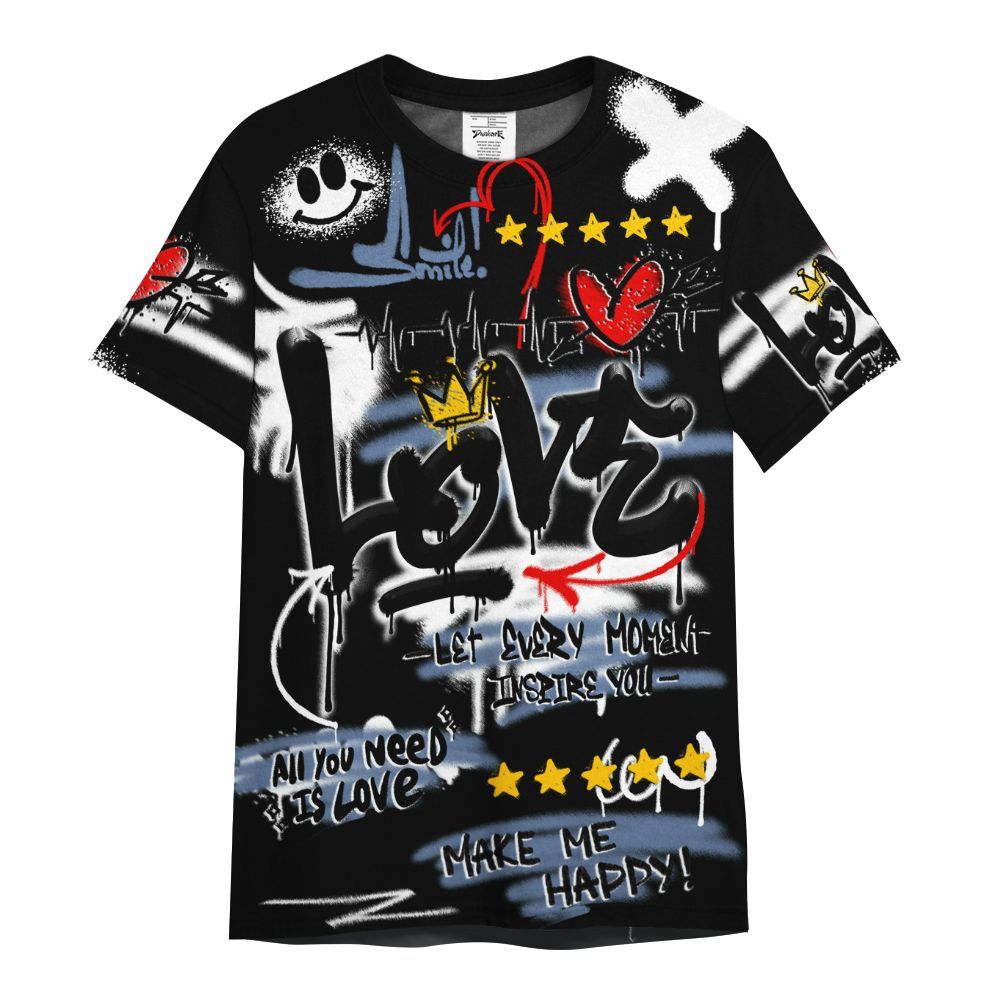 Shirt To Match Mid Space Jam 1s - Happy Love Beats Graffiti Streetwear All Over Print