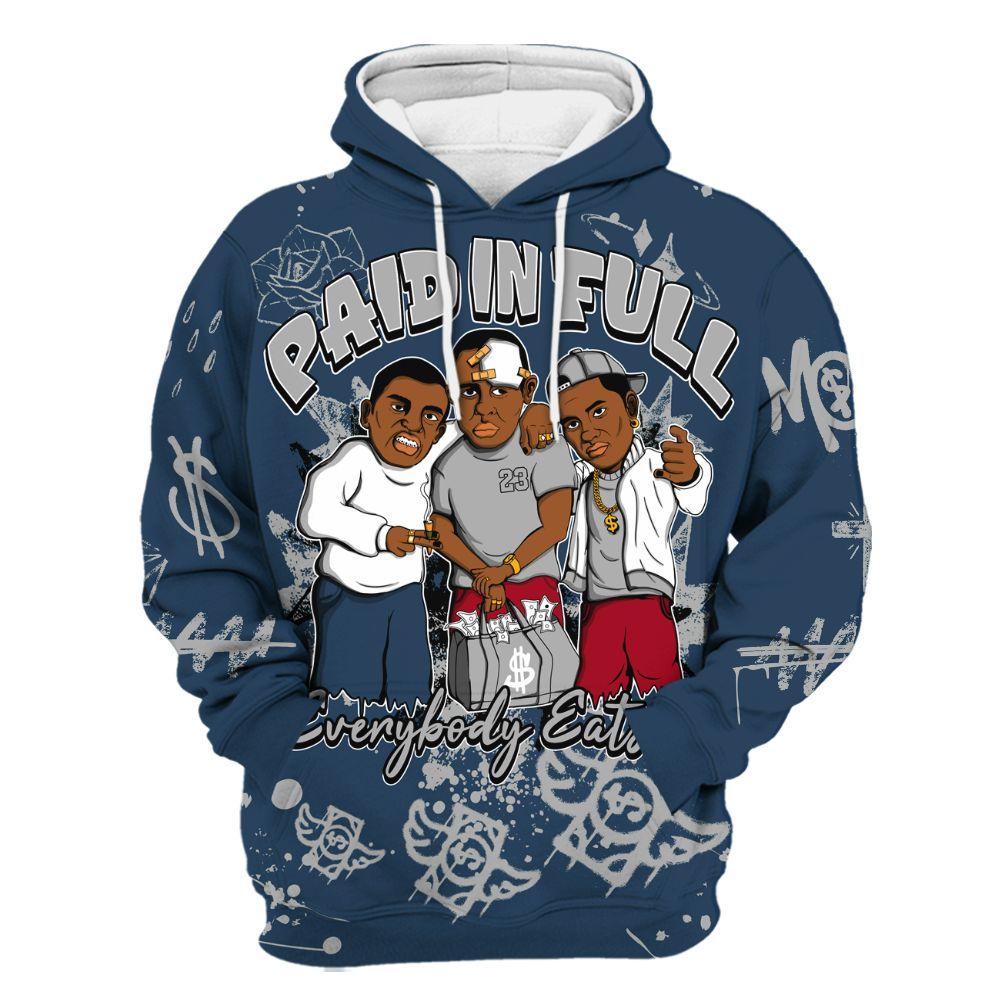 Hoodie To Match Retro French Blue 2025 12s - Everybody Paid In Full Crayon All Over Print