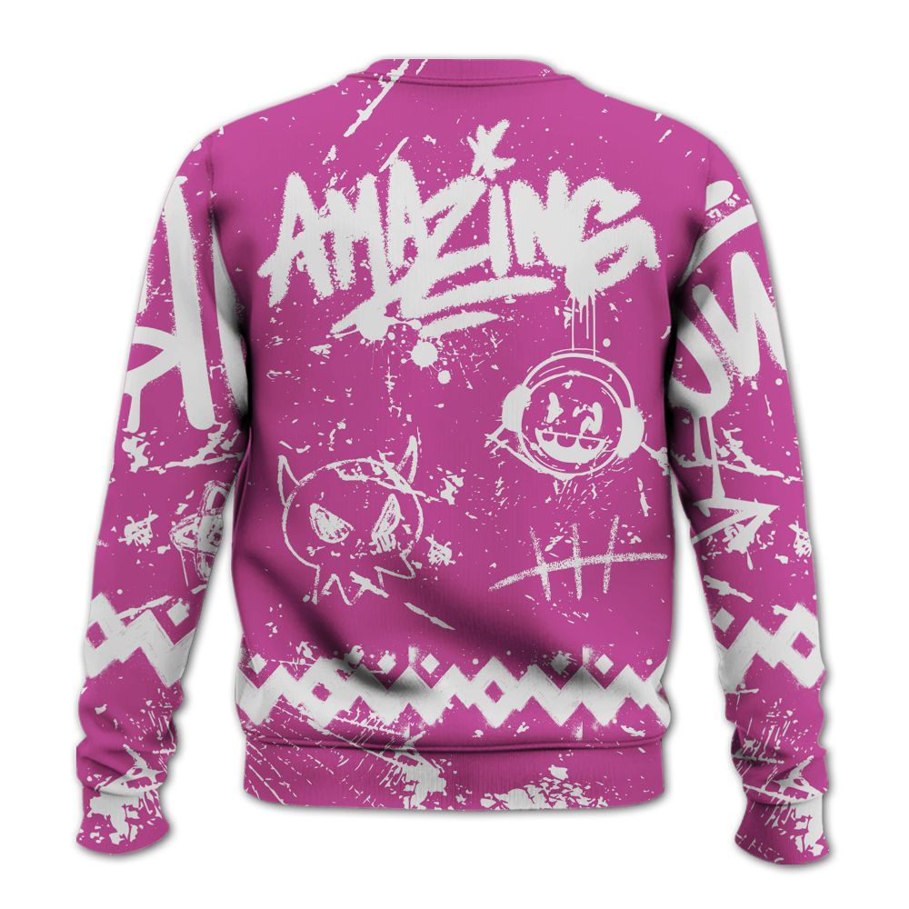 Sweatshirt To Match Dunk Low Active Fuchsia - Friday Sneaker Crayon All Over Print