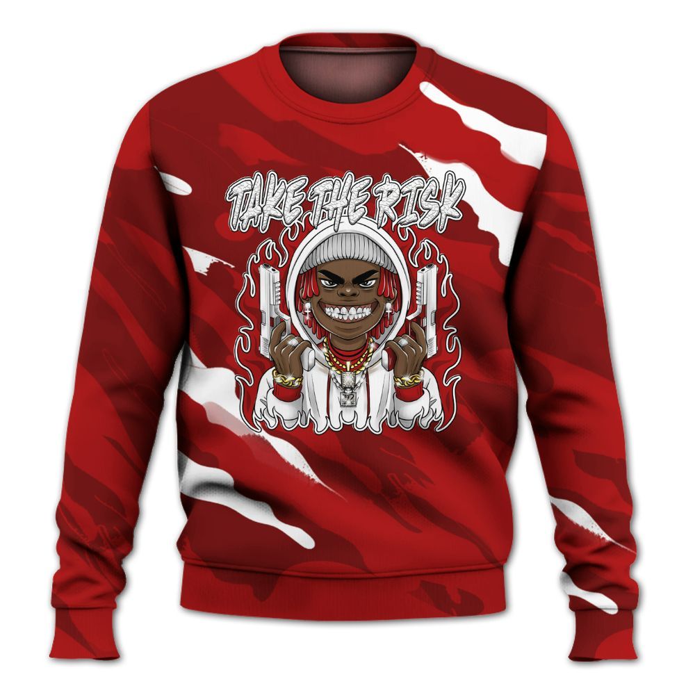 Sweatshirt To Match Red Taxi 12s - Take The Risk Colored All Over Print