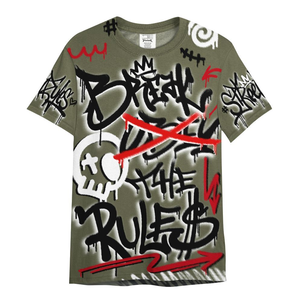 Shirt To Match Low OG Medium Olive 1s - Break Rules Streetwear All Over Print