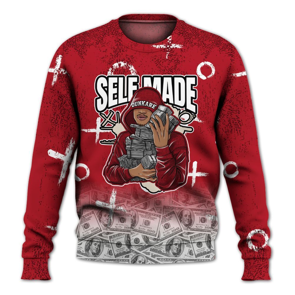 Sweatshirt To Match Mid Red Cracked Leather 1s - Selfmade Unique Grunge All Over Print