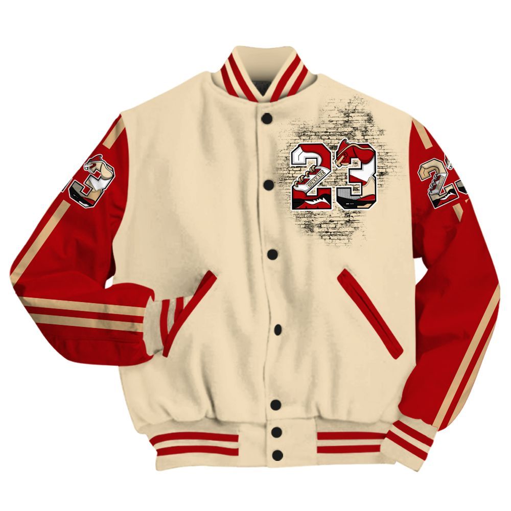 Varsity Jacket To Match Dunk Low Strawberry Waffle - Custom Name Number 23 5s All Over Print